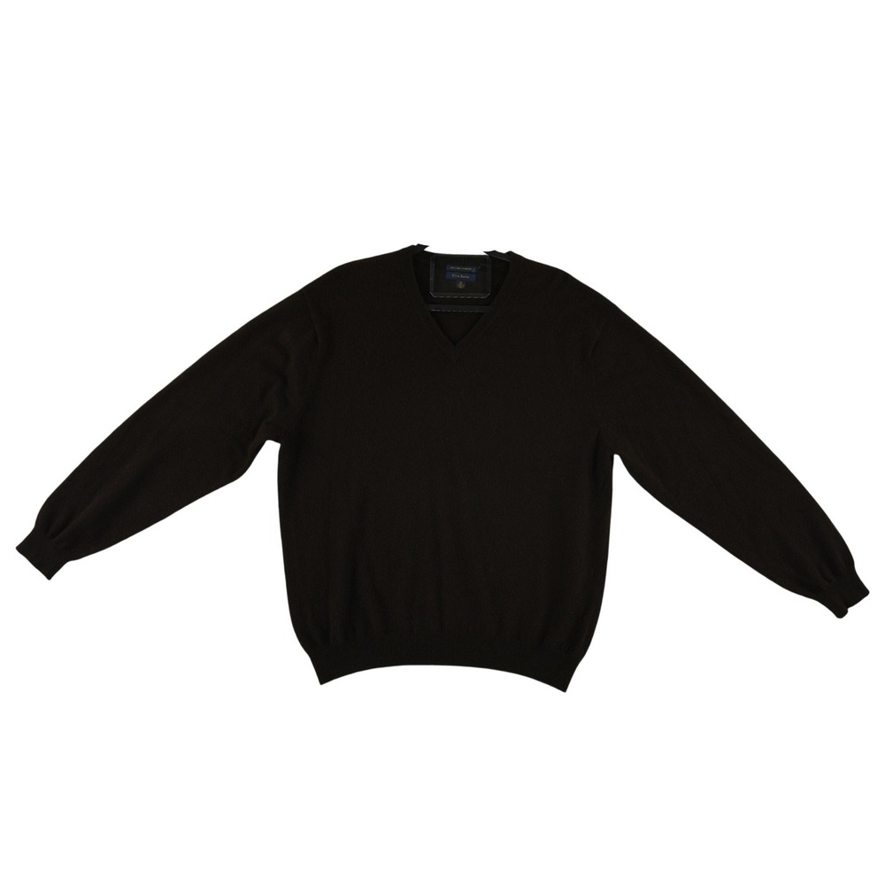 Club Room 100% Cashmere V Neck Sweater Men's Size XL Dark Brown